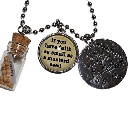 Faith Necklace Inspirational Charms Mustard Seed Vial Religious Fashion Jewelry - Picture 3 of 8